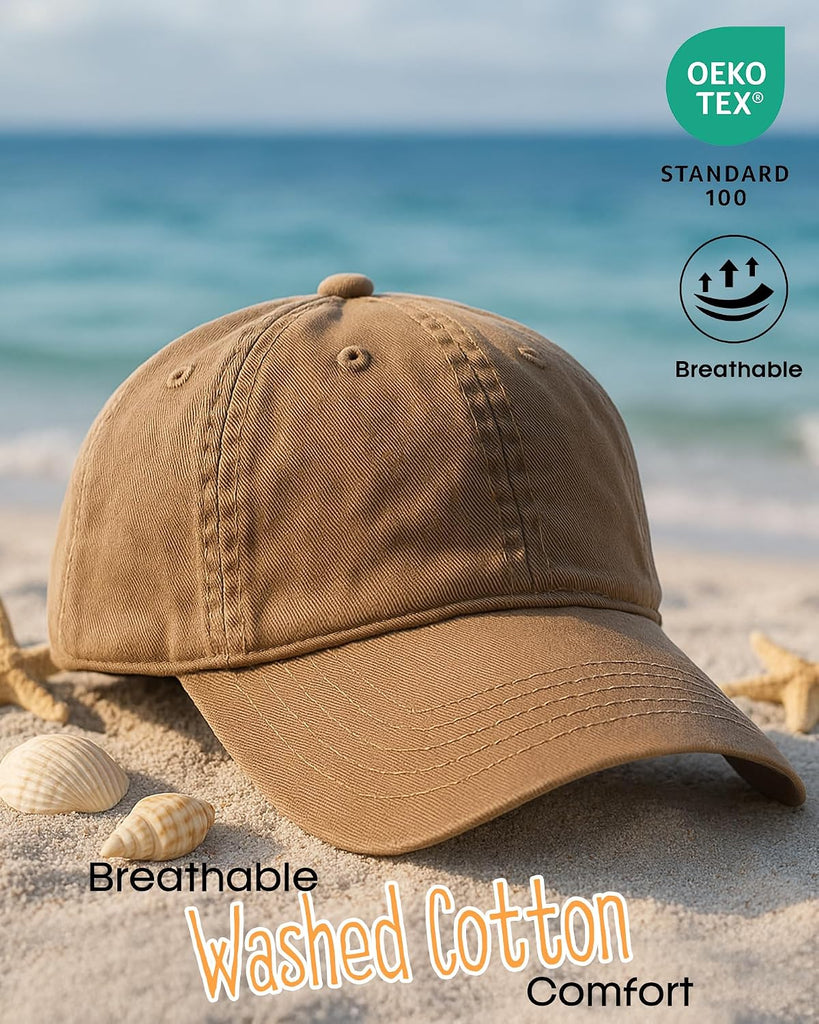 Toddler Baseball Hat Kids Boys Girls Adjustable Washed Cotton Baseball Cap with Ponytail