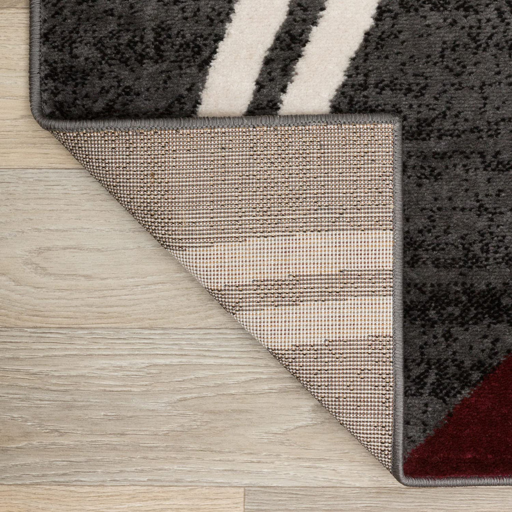 Wavy Circles Modern Non-Shedding Runner Rug Red 2'7" x 8'