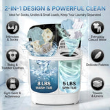 Portable Clothes Washing Machine Mini Twin Tub Washing Machine 13lbs Capacity with Spin Dryer,Compact Washer and Dryer