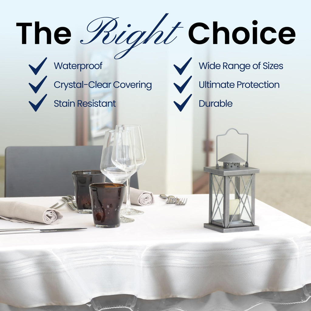 Heavy Duty Clear Plastic Table Cover Protector Round 70 Inch - Waterproof, Oil Proof, Wipeable Vinyl Tablecloth