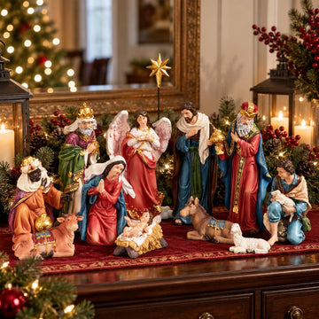 Nativity Sets for Christmas Indoor Set of 13 Pieces 5.9 Inch Tall