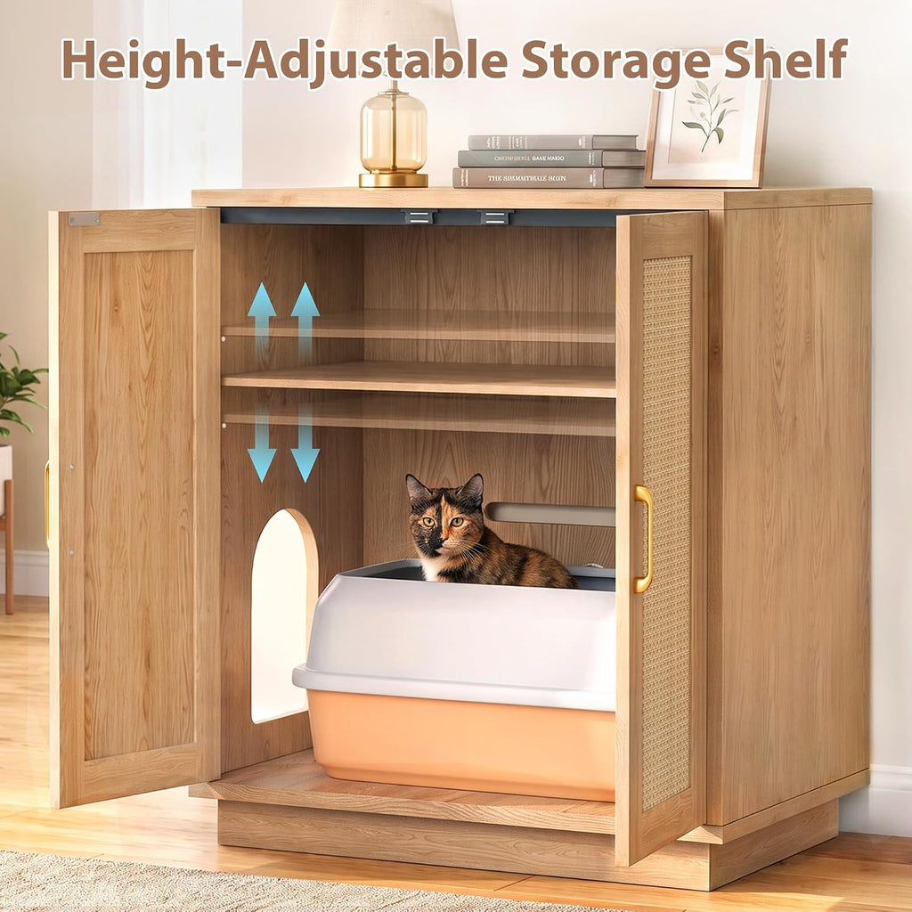 Cat Litter Box Enclosure Furniture-Hidden Storage