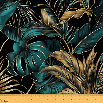 Palm Leaves Decorative Fabric by The Yard, Luxury Aesthetic Outdoor DIY Art Waterproof Fabric, Tropical Nature