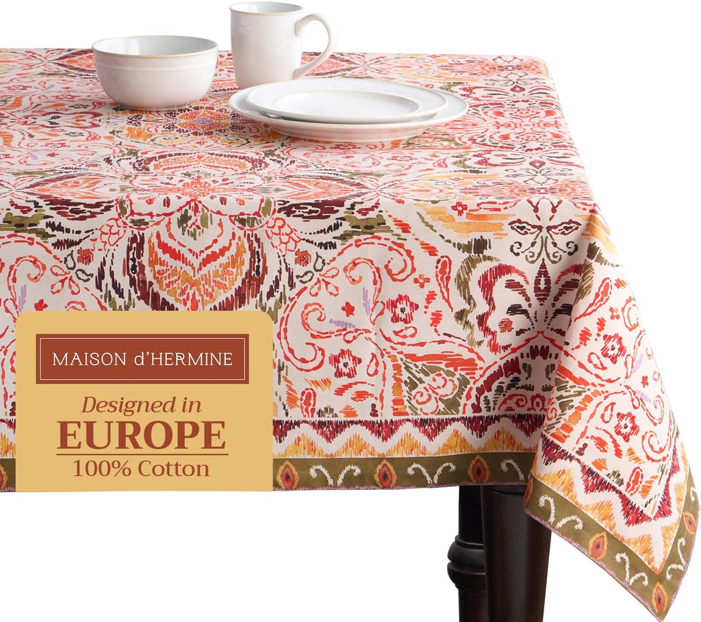 Table Cloth Square Table 100% Cotton 54 x 54 Inches Fall Tablecloth Reusable Everyday Use for Thanksgiving Christmas