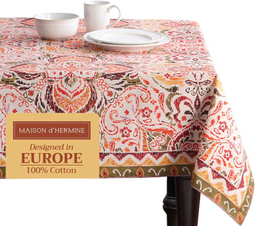 Table Cloth Square Table 100% Cotton 54 x 54 Inches Fall Tablecloth Reusable Everyday Use for Thanks
