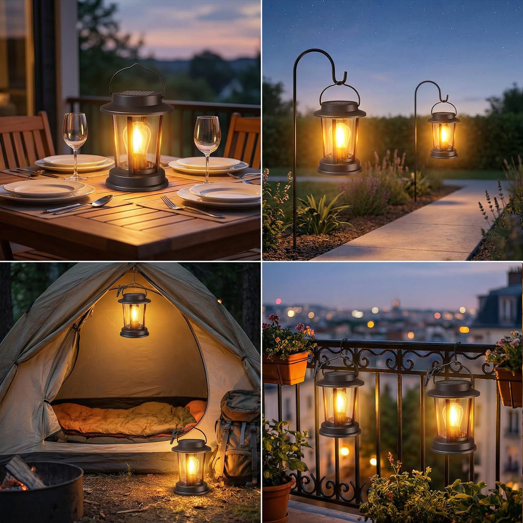 Hanging Solar Lanterns Outdoor Waterproof: 2 Pack Accent Lantern