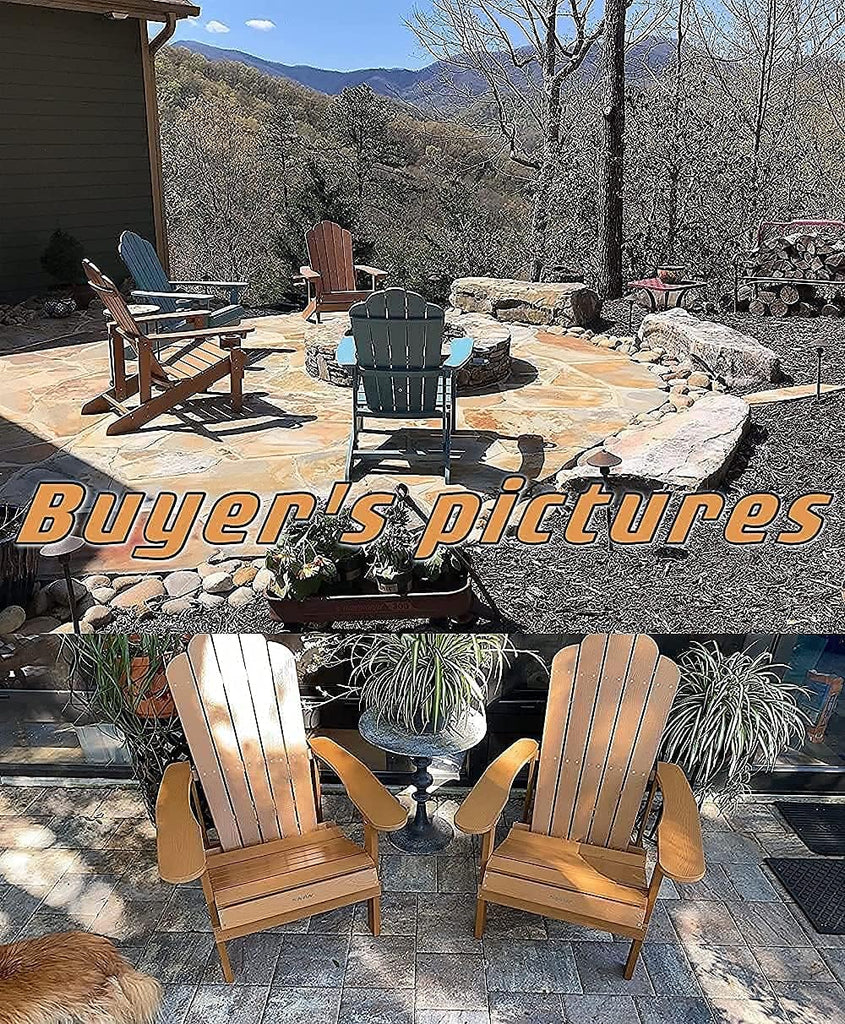 Adirondack Chair with Cup Holder, All-Weather Plastic Patio Chair for Garden&Outdoor Fire Tables, Fade-Resistant