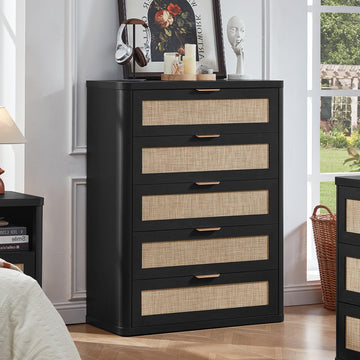 Rattan Dresser, 41" Tall Chest of Drawers