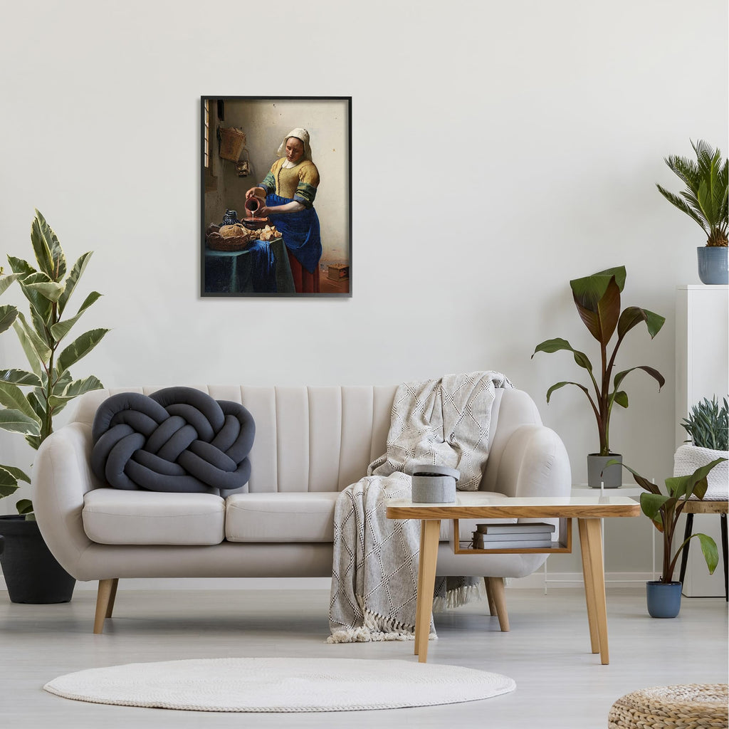 Vermeer Milkmaid Classical Painting, 24 x 30 Inch Framed Giclée Print