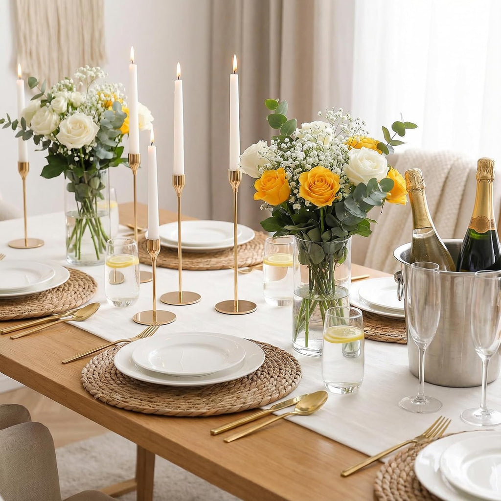 Round Woven Placemats 13in Rattan Charger Wicker Boho Place mat - Set of 6