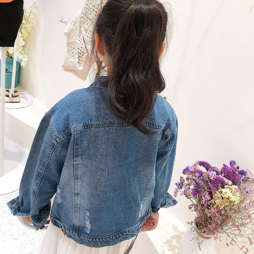 Girls Boys Jean Jacket for ( Kids) Trendy Cozy Soft Ripped Denim Coat Casual Outerwear School Travel Teen