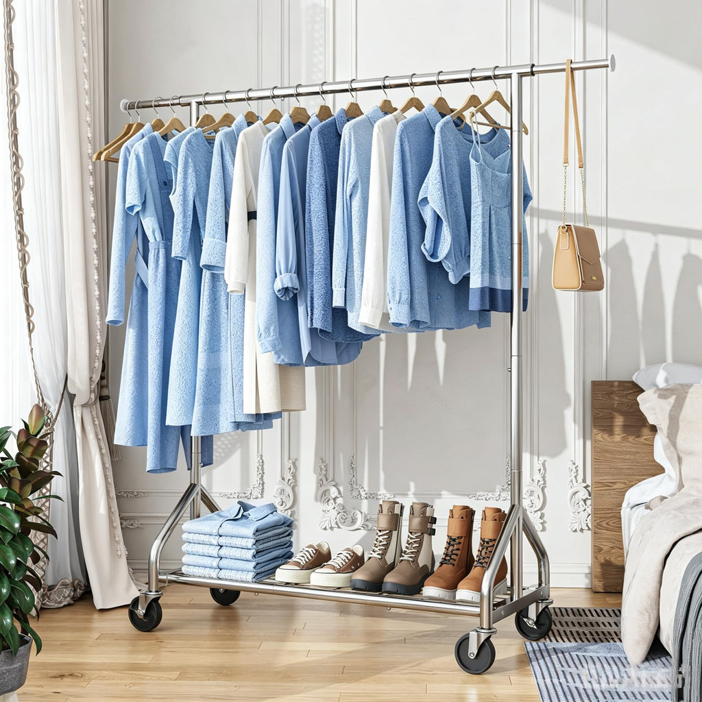 Trending Heavy Duty Clothes Rack, Extensible Clothing Rack, Silver