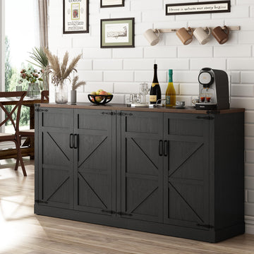 Sideboard Buffet Cabinet with Storage - 65 Inch Farmhouse Kitchen Pantries Sideboard Cabinets with Adjustable