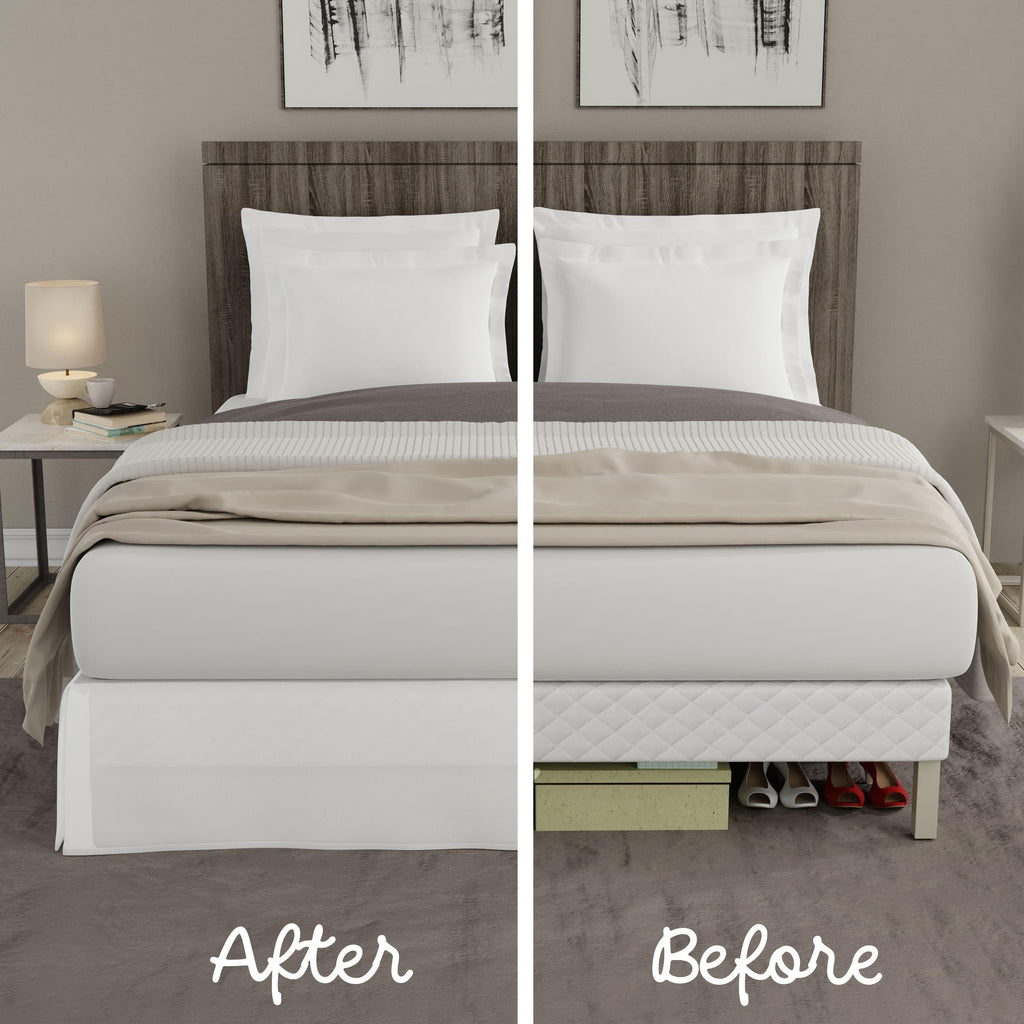 Classic Tailored, Microfiber, 14" Drop Length Bed Skirt Dust Ruffle, King, White