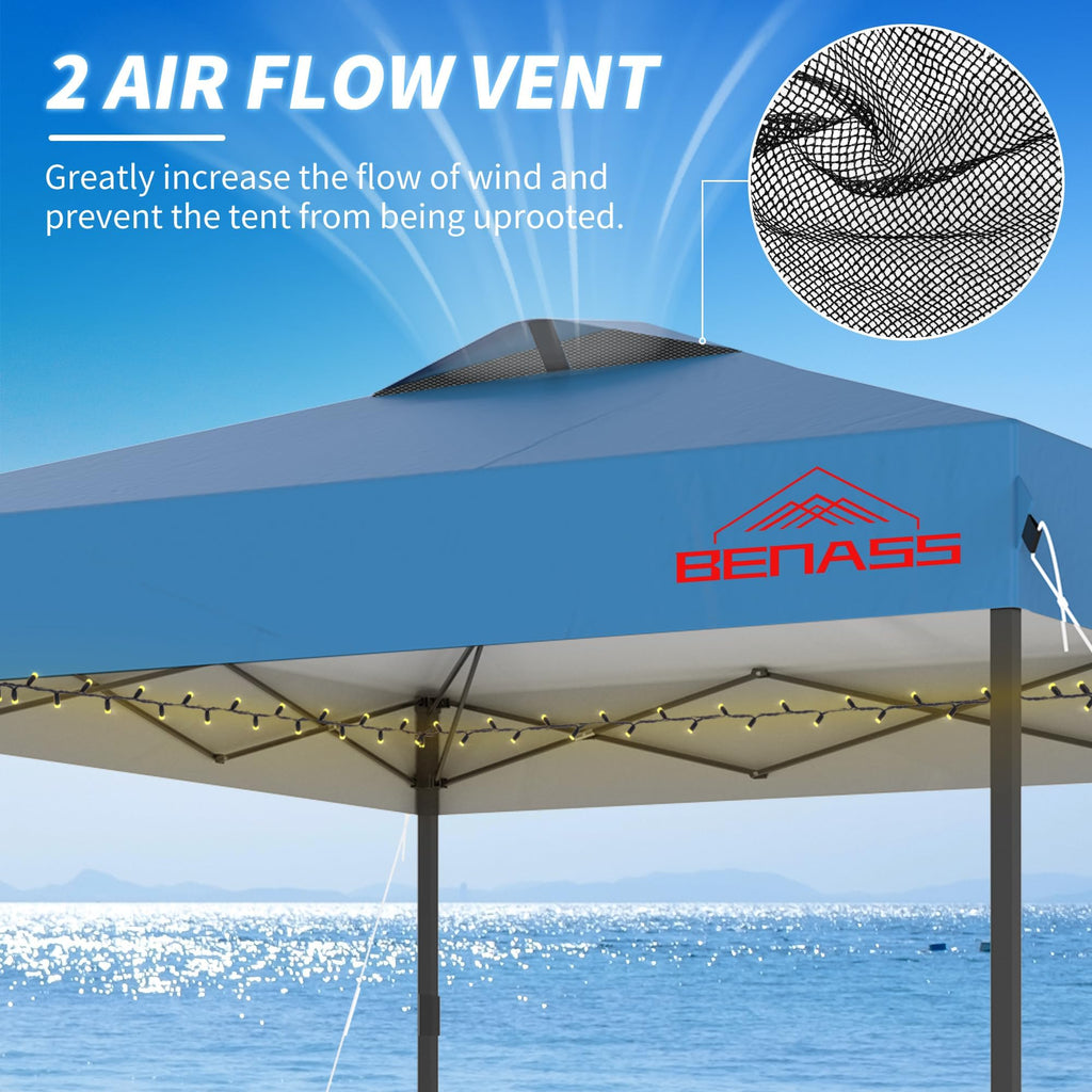 10x10 Pop Up Canopy Tent with 3 Sidewalls, Light Blue