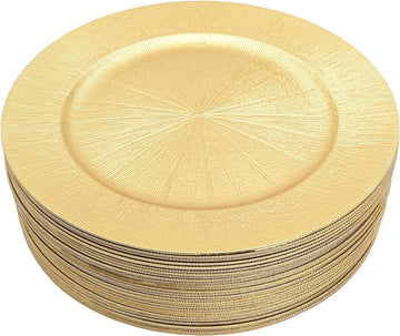 Charger Plates Bulk,13" Round Charger Plates,Plastic Wedding Dinner Elegant Reusable for Table Setting - Set of 50