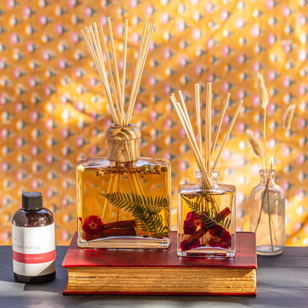 Spicy Apple Botanical Reed Diffuser 13oz - Lasts 6-12 Months, Aromatherapy Diffuser, Reed Diffuser Sticks, Diffuser
