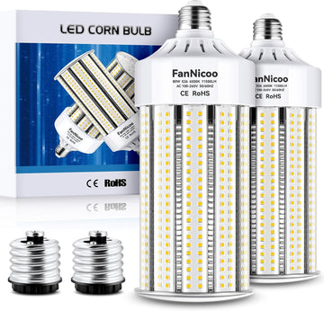 2 Pack 1000W Equivalent Led Corn Bulb Super Bright 11500 Lumen 6500K Daylight White 80W Corn Light Bulb E26/E39 Base