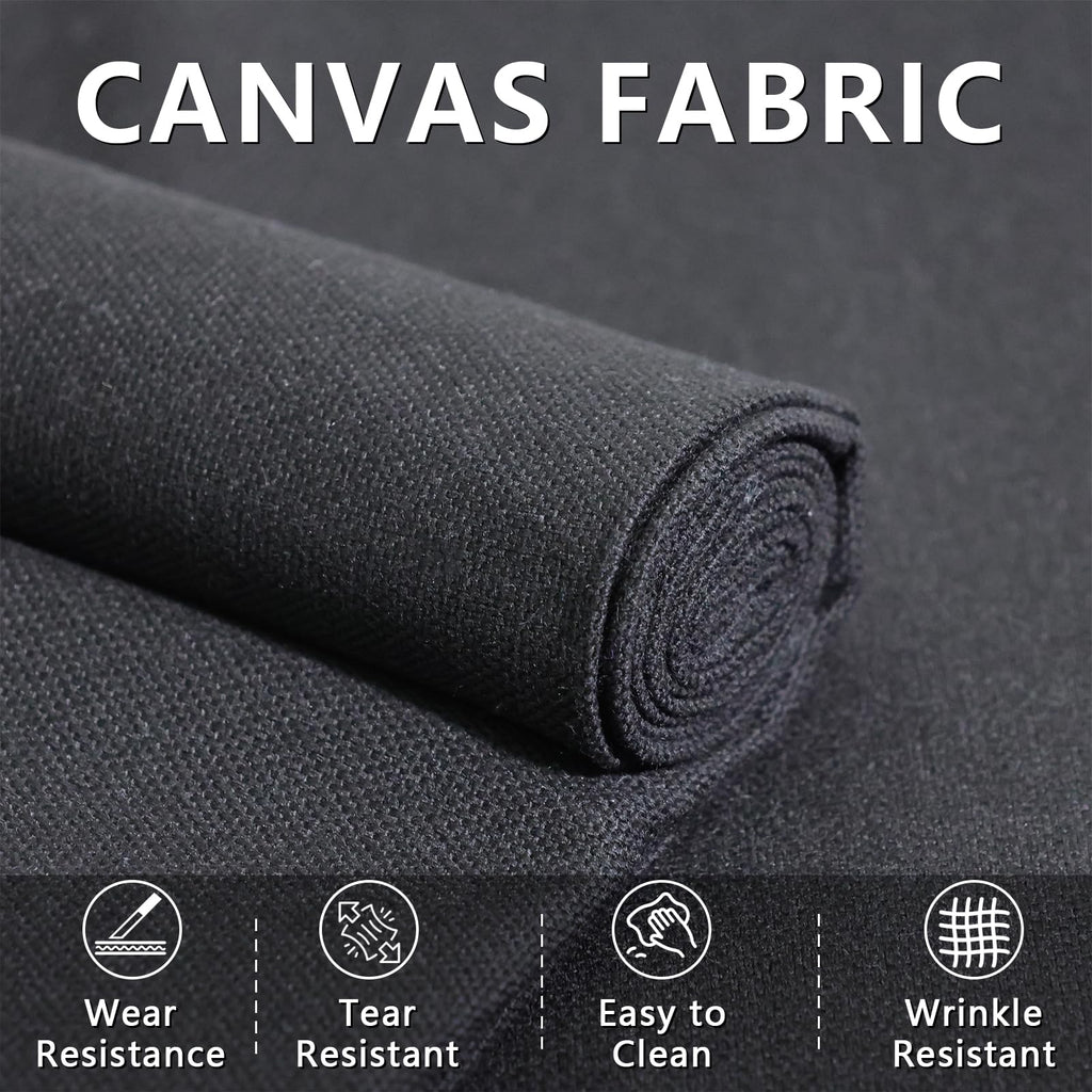 Canvas Fabric, 60" Wide Medium Weight 8 oz Duck Fabric for Quilting, Sewing, Crafts, Painting, Drop Cloths (Black)