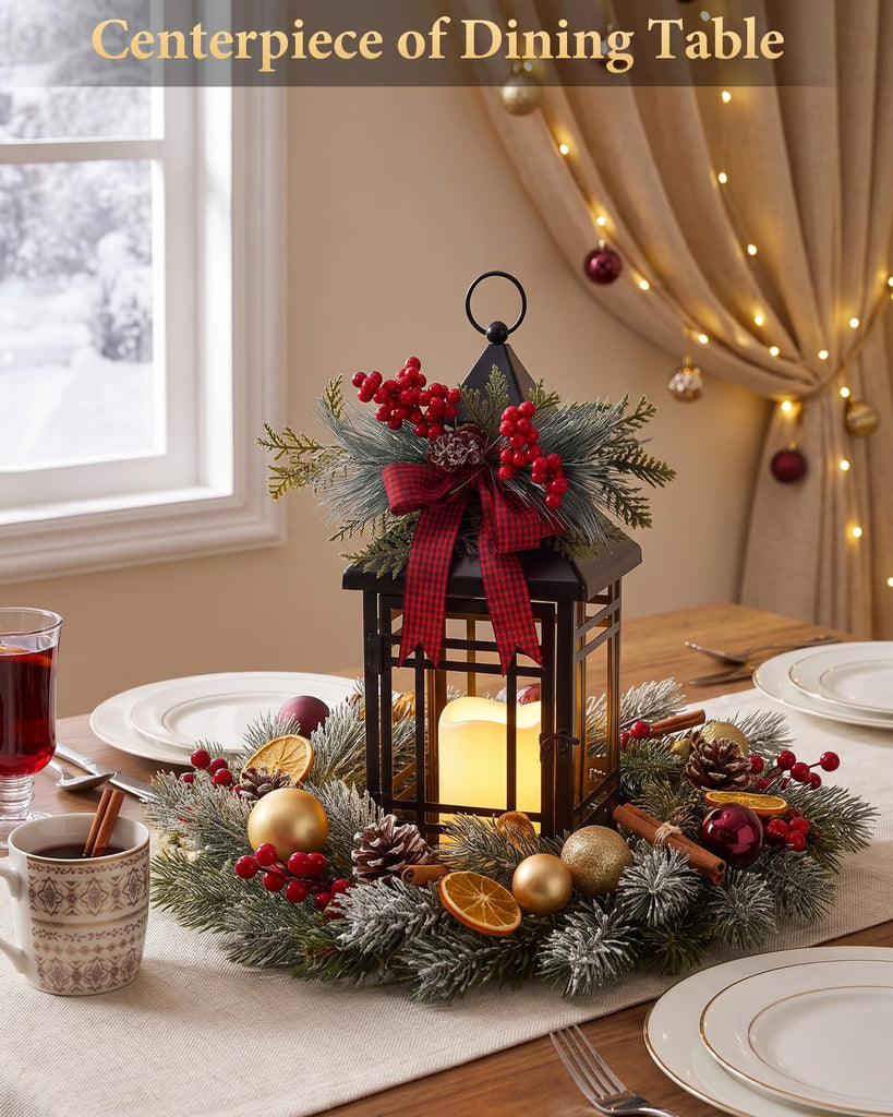 Christmas Candle Lantern Decorations Indoor Outdoor for Porch Decor 15.6"