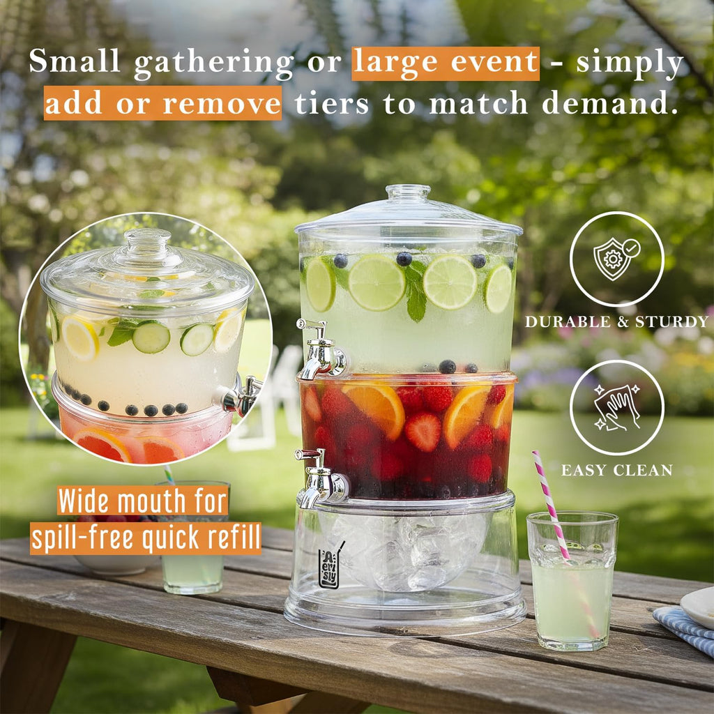 Party Tower Beverage Dispenser 4 Tiers - Large Drink Dispensers For Parties