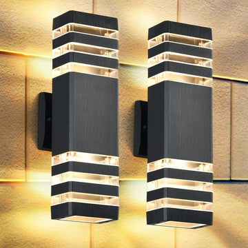2 Pack Outdoor Wall Lights, Modern Outdoor Light Fixture Wall Mount Outside Lights, Waterproof Aluminum Up and Down