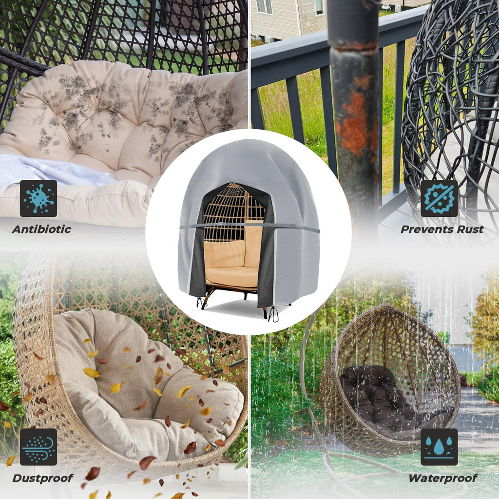 Egg Chair Cover Double Wicker Egg Chair Covers for Outdoor Furniture Egg Swing Loveseat Cover Waterproof 420D Patio