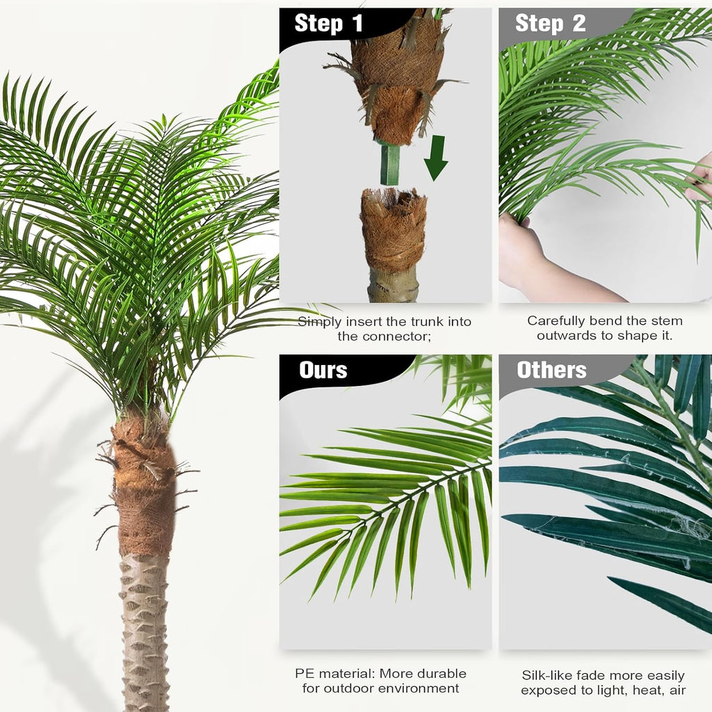 Artificial Phoenix Palm Tree 8ft 2 Set Tall Outdoor/Indoor Decor