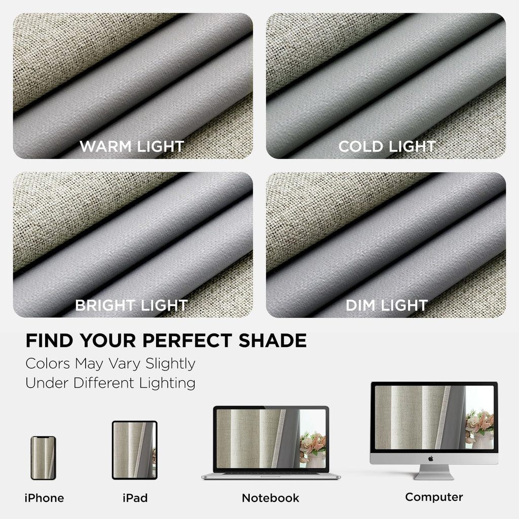 Blackout Room Divider Curtains, Extra Wide Light Beige Sliding Door Drapes Living Room Curtains, 1 Panel 100W x 90L