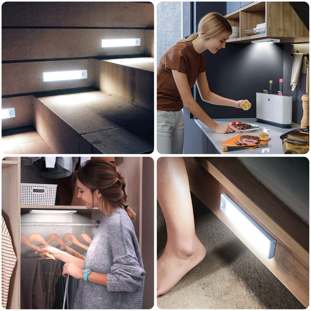 6 Pack Under Cabinet Lighting Wireless, 32 LED Rechargeable Battery Motion Sensor Light Indoor, Stick On Magnetic