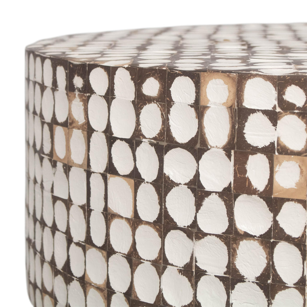 Mila White Round Coffee Table, Boho Coastal Pedestal