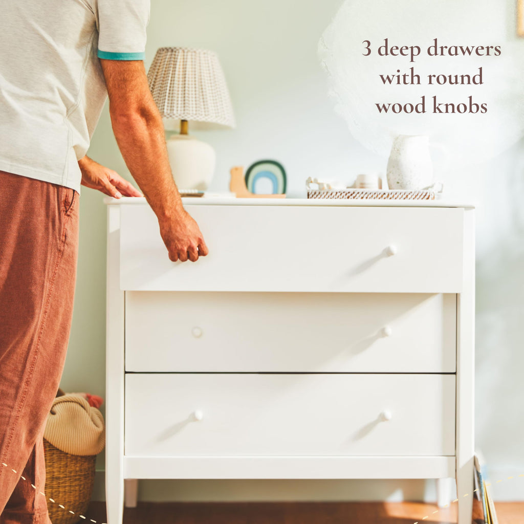 Clover 3 Drawer Dresser, White/Whitewash Natural