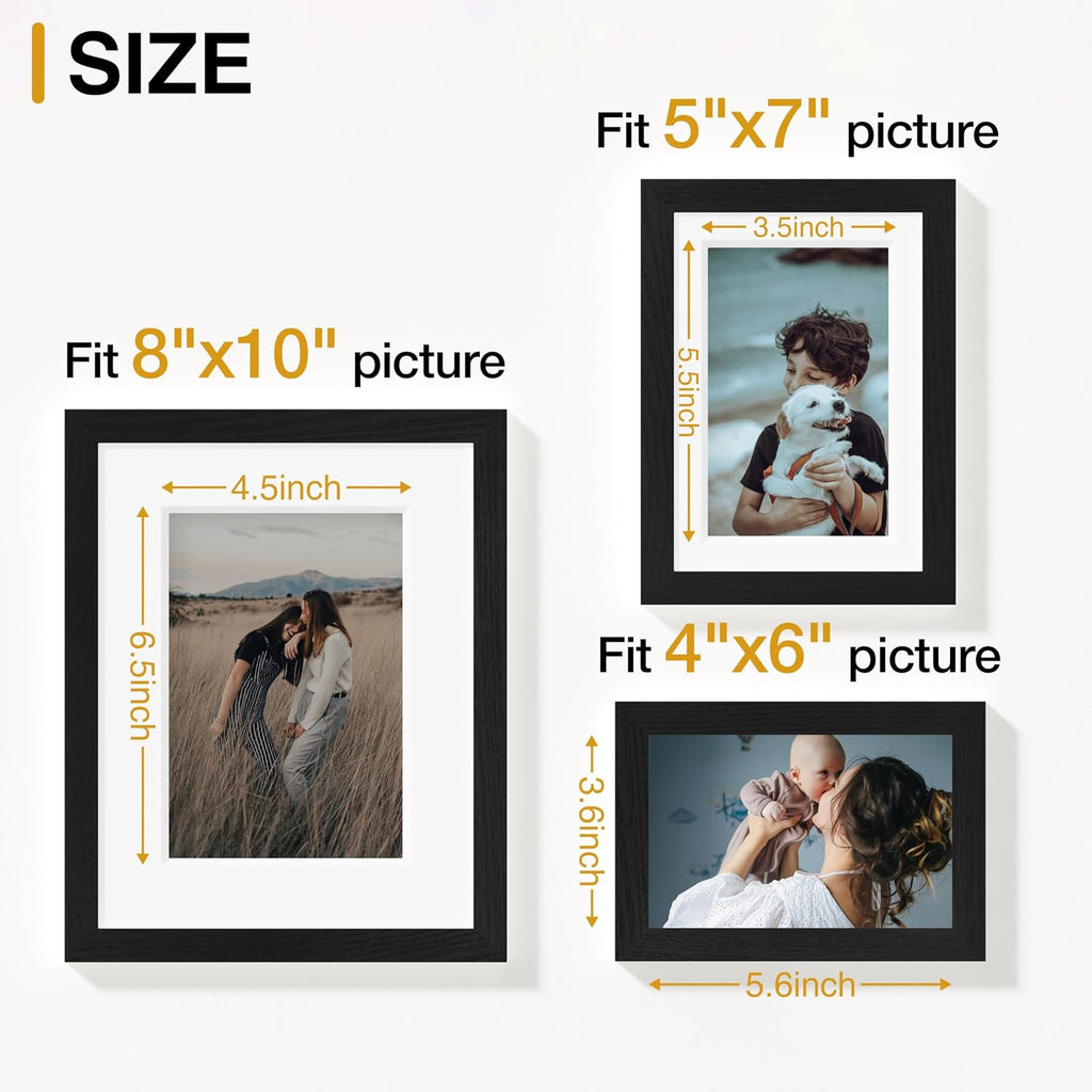 12 Pack Picture Frames Collage Wall Decor, Black | Gallery Wall Frame Set: 4pcs 8x10, 4pcs 5x7 & 4pcs 4x6 Photos for