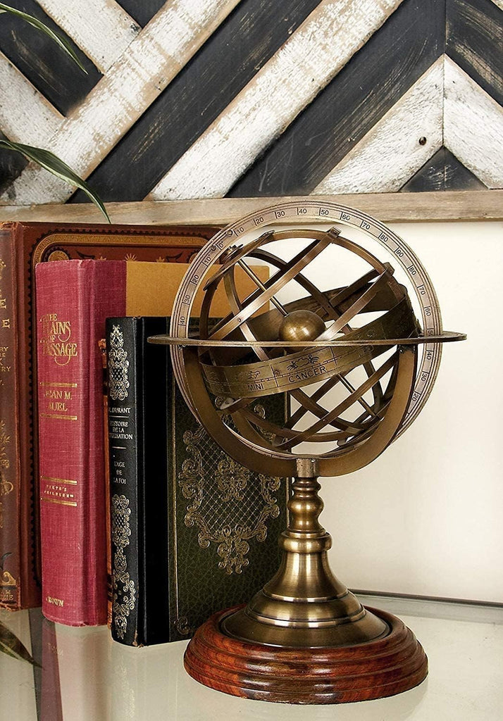 Vintage Brass Engraved Brass Tabletop Armillary Nautical Sphere Globe Item
