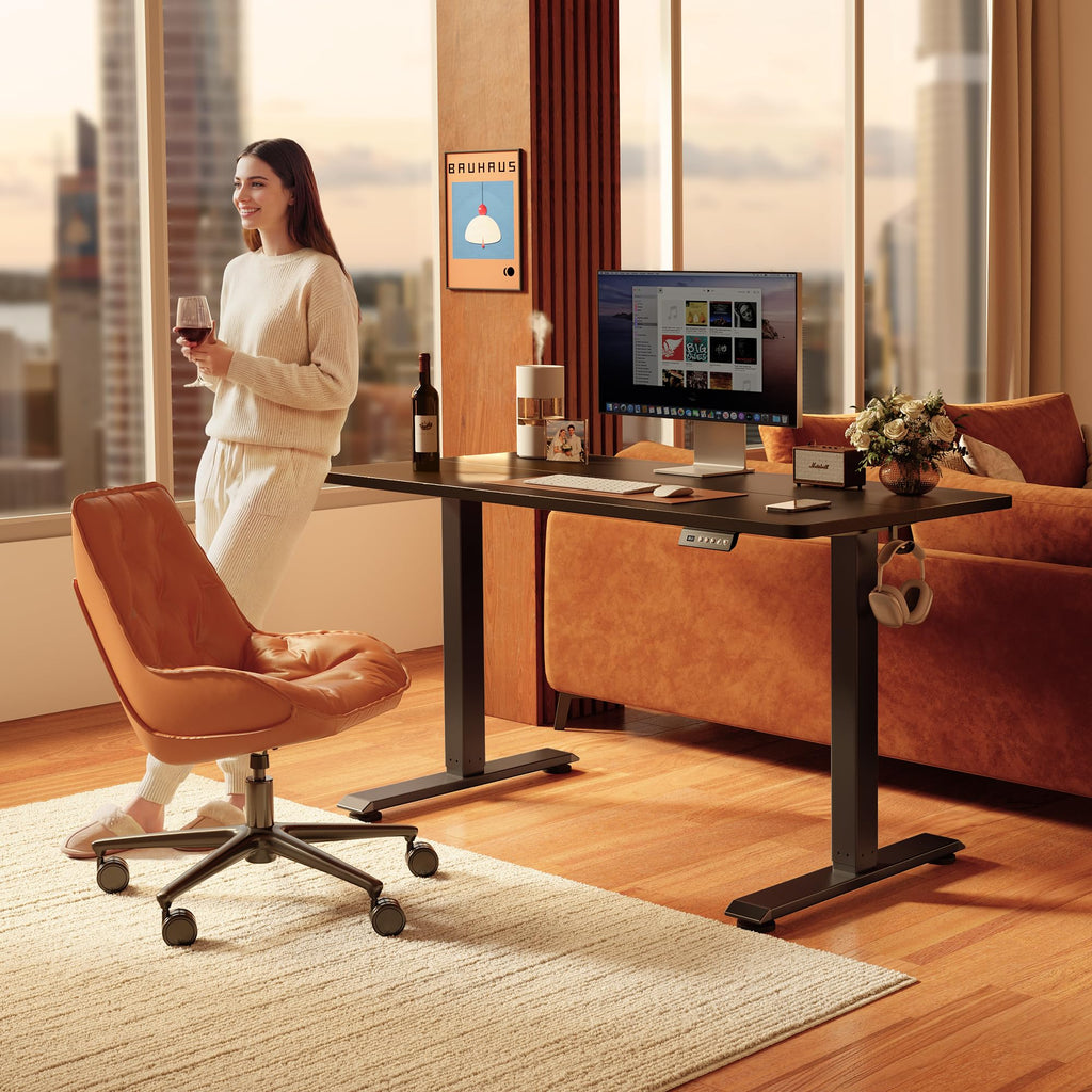 Standing Desk 48 × 24 Inch Electric Height Adjustable, Black