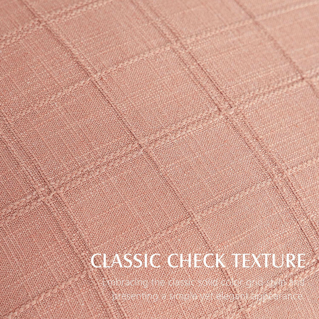 Boho Linen Check Decorative Throw Pillow Covers 22×22 Coral Pink