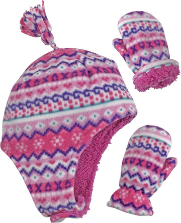 Toddler Baby Winter Hat Mitten Set Kids Fleece Sherpa Lined
