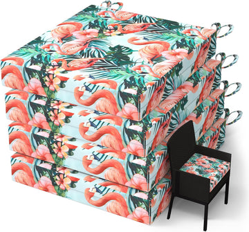 Outdoor Cushions Furniture Set of 4, 18.5 x 16 x 3 pinkflamingos Waterproof Seat Cushions Thick Chair Pads for