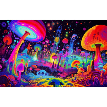 Fantasy Mushrooms Aquarium Background Abstract Mysterious Mushroom Landscape Terrarium Background Amazing Rainbow