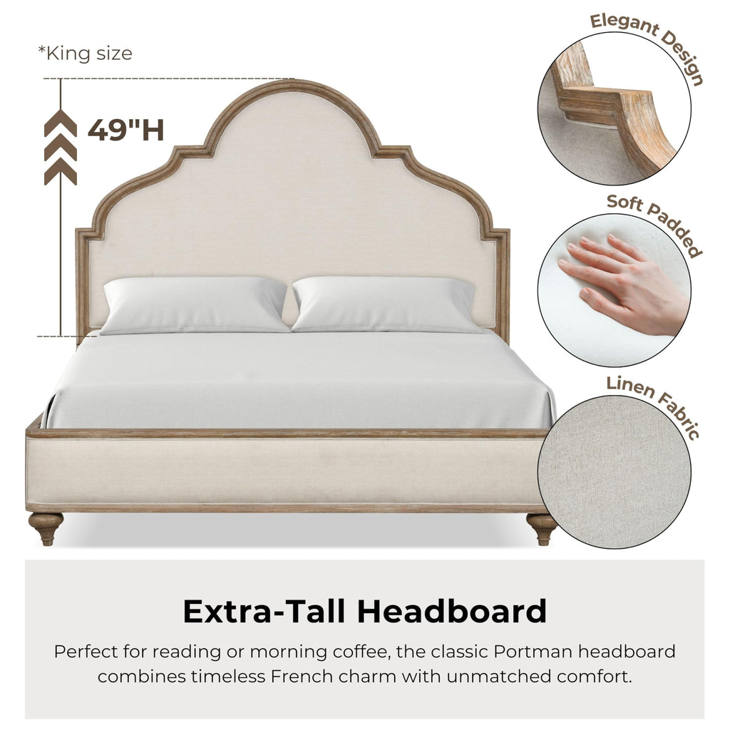 Weile Art Deco Solid Wood 88-inch Panel Bed with Upholstered Headboard and Footboard, Box Spring Required, Guest