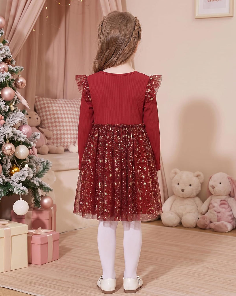 Long Sleeve Fall Dresses Winter Birthday Party Princess Tulle Dress