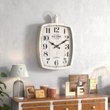 Menterry Large Retro Rectangle Wall Clock, White Antique Vintage Style