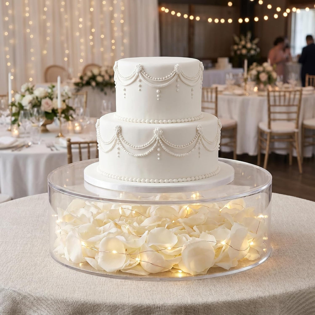 11.8 Inch Clear Acrylic Cake Stand, Round Cylinder Display Riser Dessert Cupcake Holder with Hollow Bottom Removal