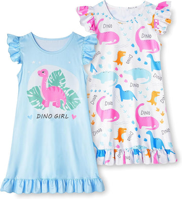 Girls Nightgowns Soft Toddler Princess Pajamas Dress for Kids 2pcs
