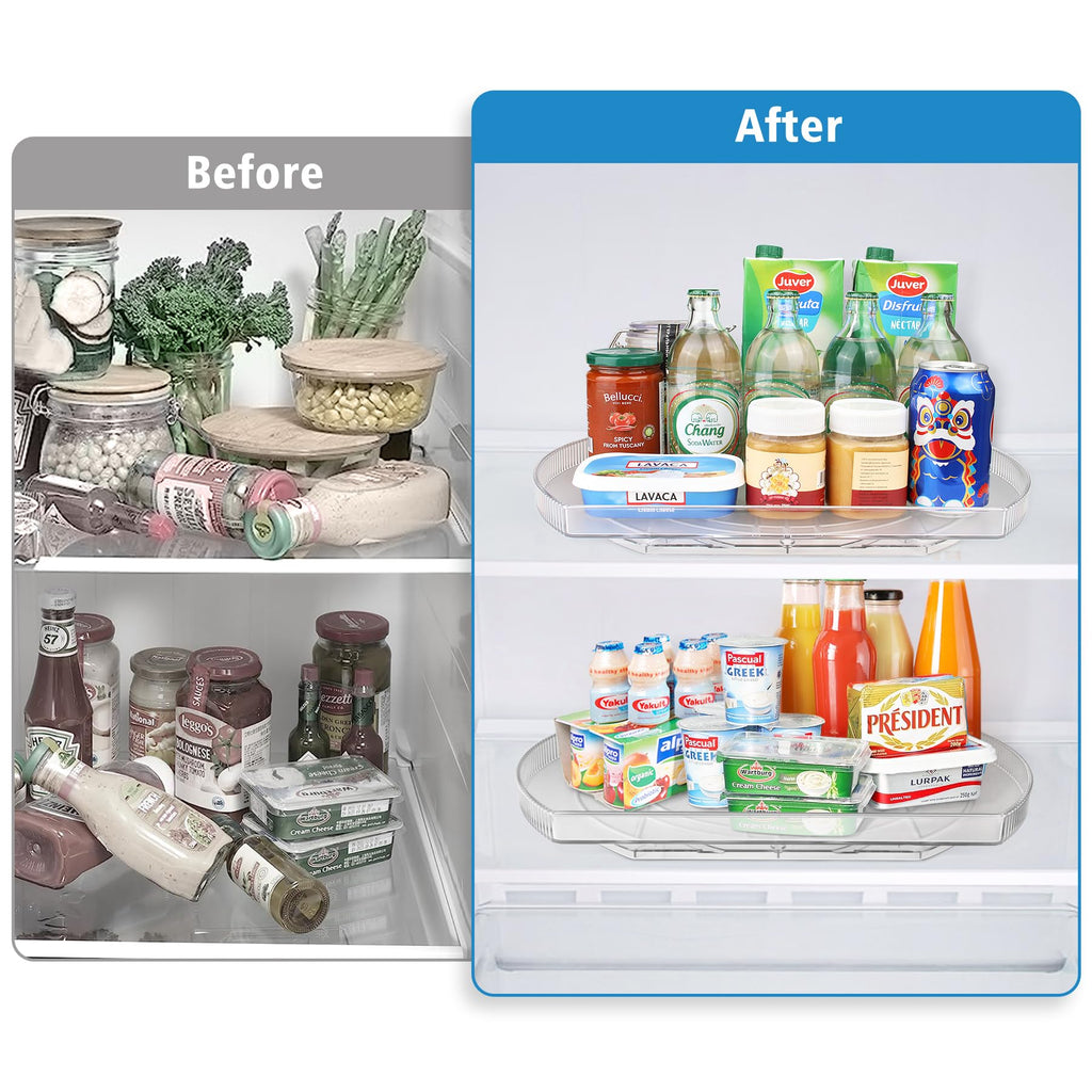 Lazy Susan Turntable for Refrigerator, Square Turntable Organizer for Fridge Cabinet, Pantry, Countertop (15.3" x