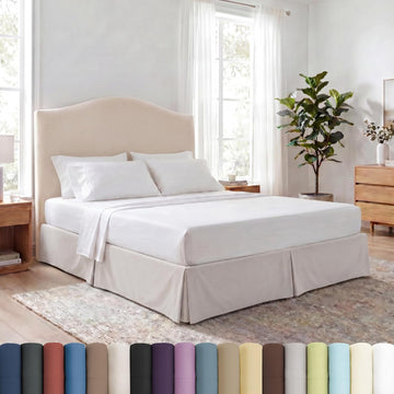 Hotel Quality King Bed Skirt 14 Inch Drop, Pleated Dust Ruffle for King Size Bed - Platform Cover, Split Corners