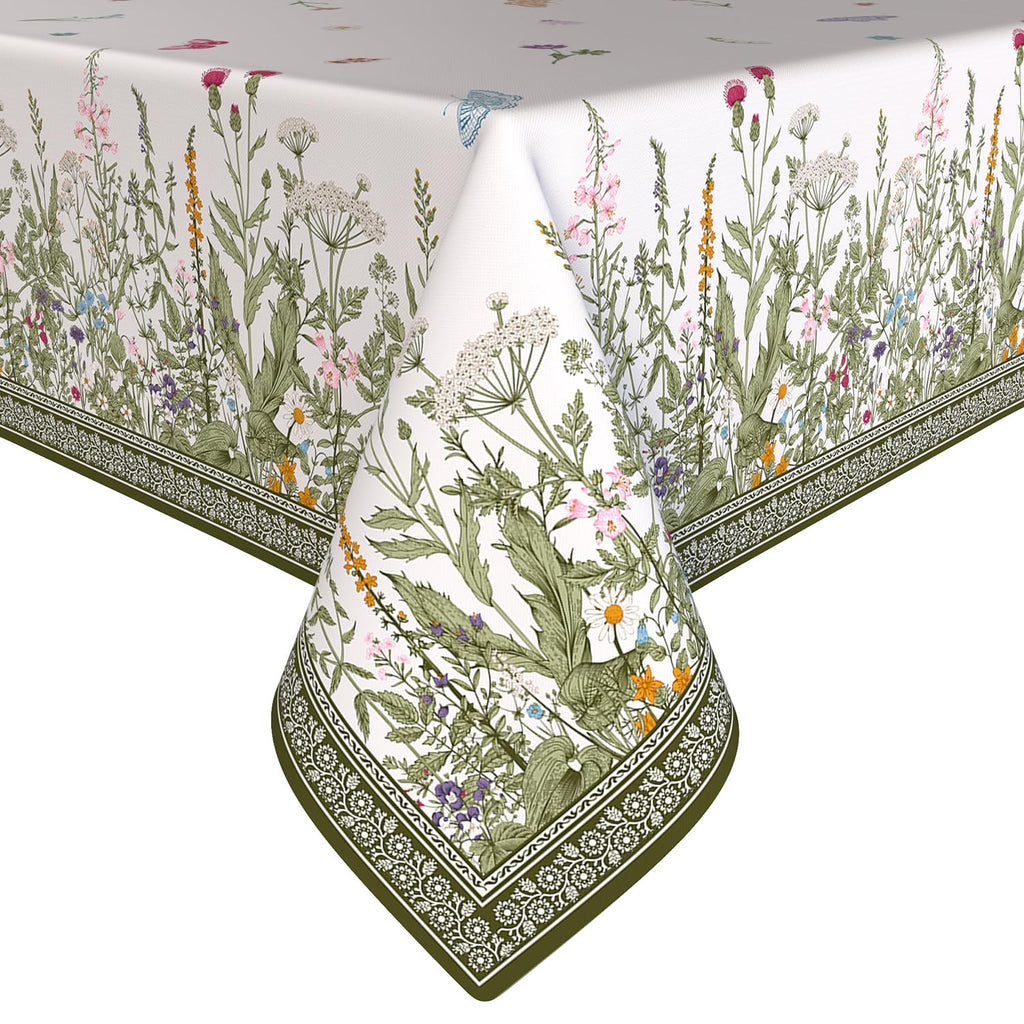 Small Square Tablecloth 52x52 Inch, Stain Resistant Wrinkle Free Card Table Tablecloth Spring Floral Summer
