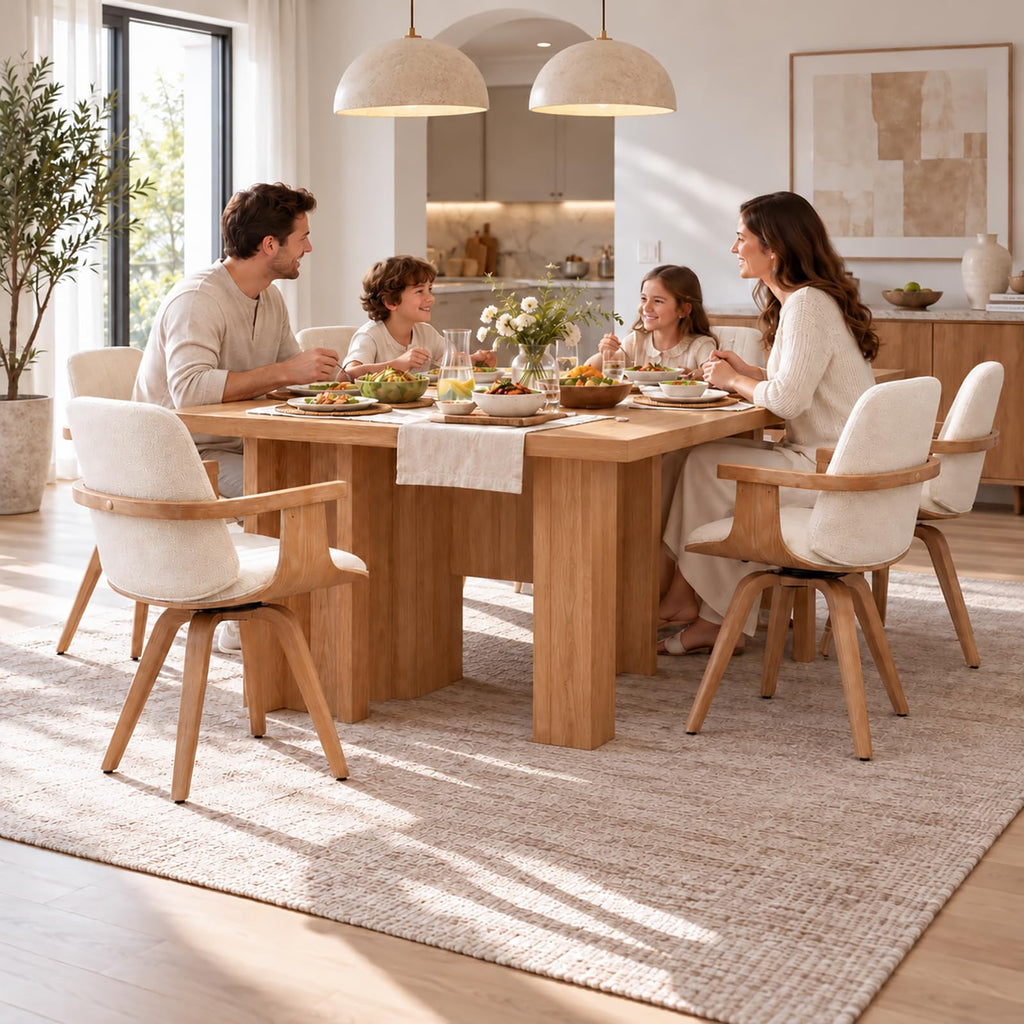 Dining Chairs Set of 4, Mid Century Modern Dining Room Chairs, Upholstered Faux Leather Kitchen Chairs with Wooden