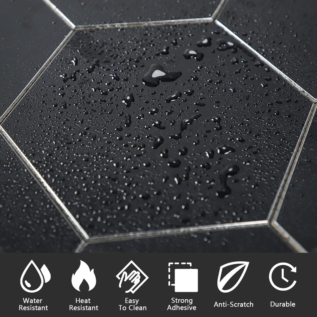 Black Peel and Stick Backsplash Hexagon Tile, Self Adhesive Kitchen Backsplash Aluminum Honeycomb Stick on Wall Tiles
