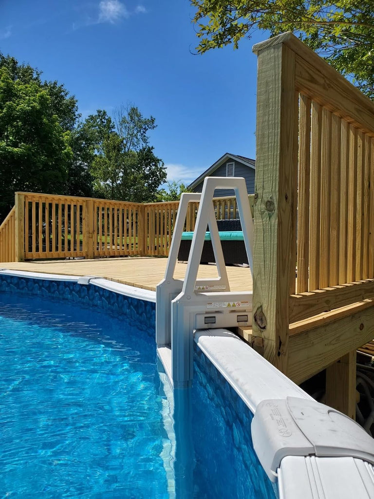 Plastics 635-52X Sturdy Above Ground in-Pool Swimming Pool Ladder for Decks Adjustable from 46"-56"